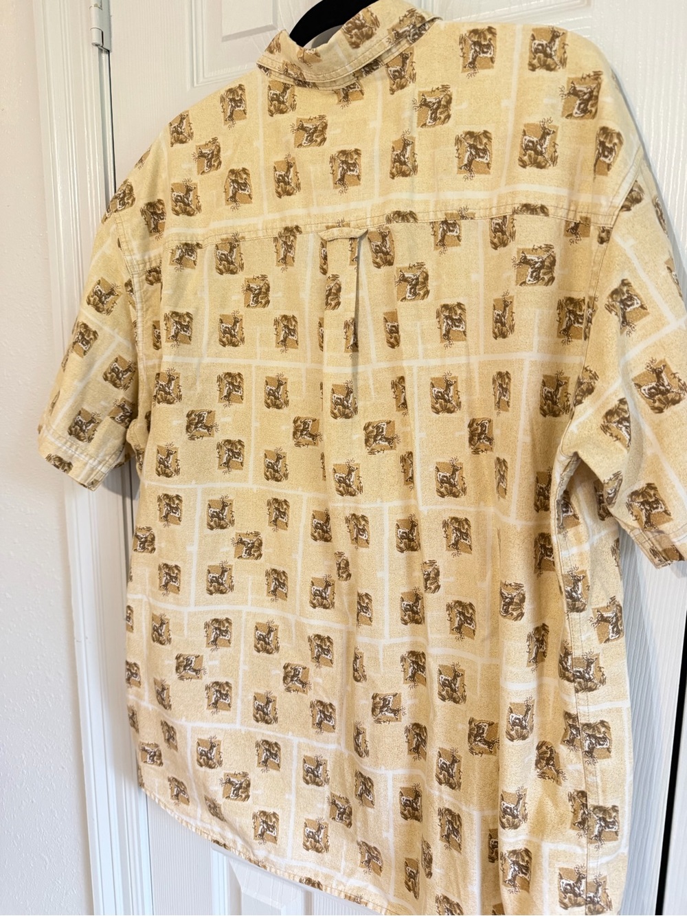 Vintage Woolrich Men's Short-Sleeve Shirt Beige SZ XL cabin core outdoorsman - Picture 4 of 9